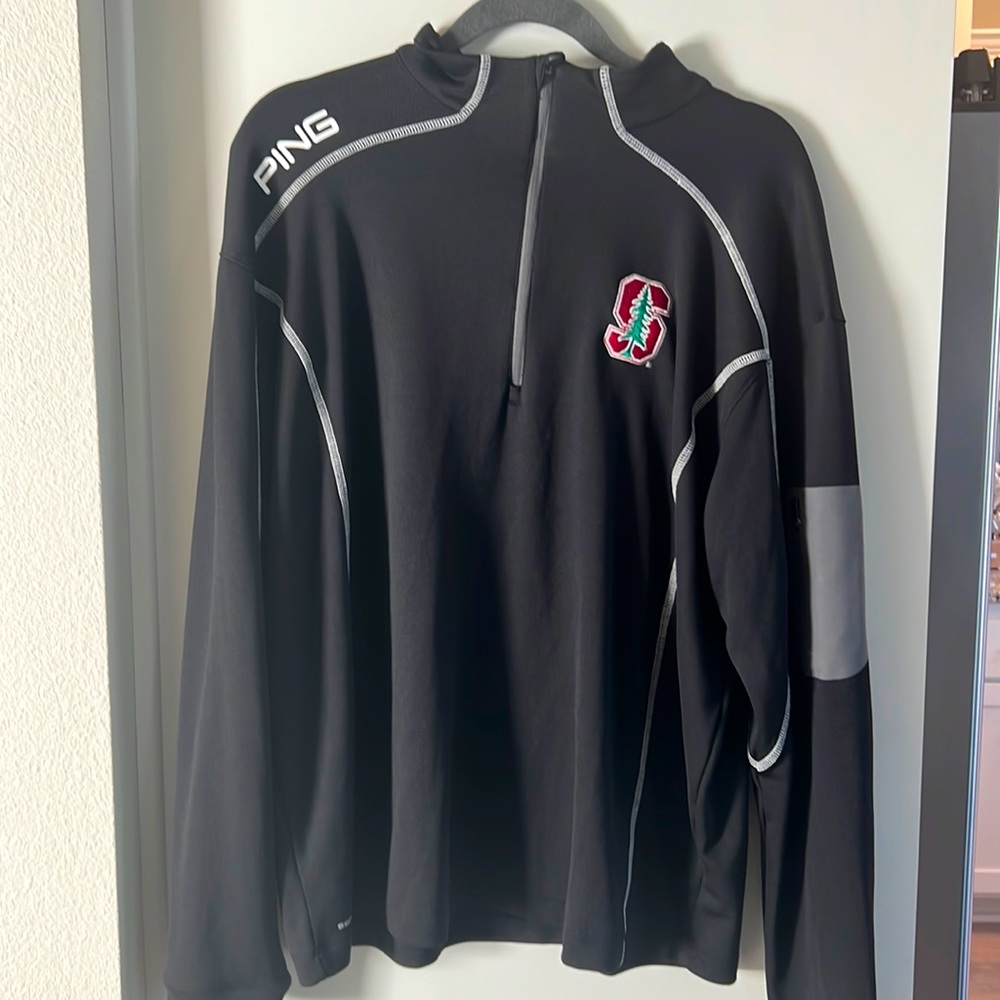 Ping Mens 1/4 Zip‎ Long Sleeve Golf Pullover Black Stanford size XL